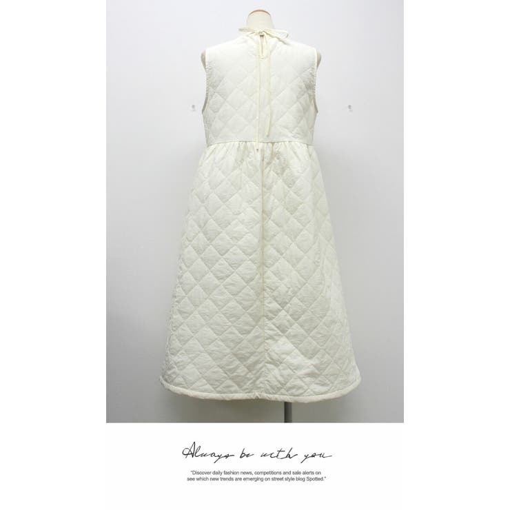 中綿ワンピース ロング丈 ベスト無地 暖かい ワンピース 秋冬 | LATTE | 詳細画像7 