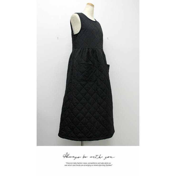 中綿ワンピース ロング丈 ベスト無地 暖かい ワンピース 秋冬 | LATTE | 詳細画像8 