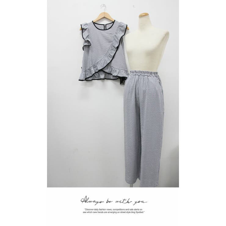 ロング シンプル セットクール 袖なし ノースリーブ ストライプ 夏 | LATTE | 詳細画像7 