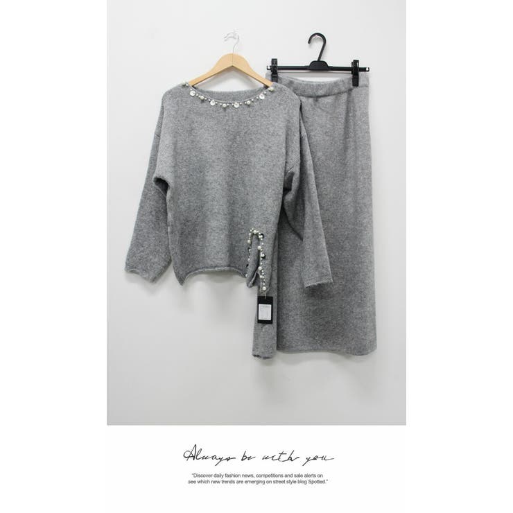 ロング シンプル ニット セット長袖  シンプル エレガント秋冬 | LATTE | 詳細画像3 