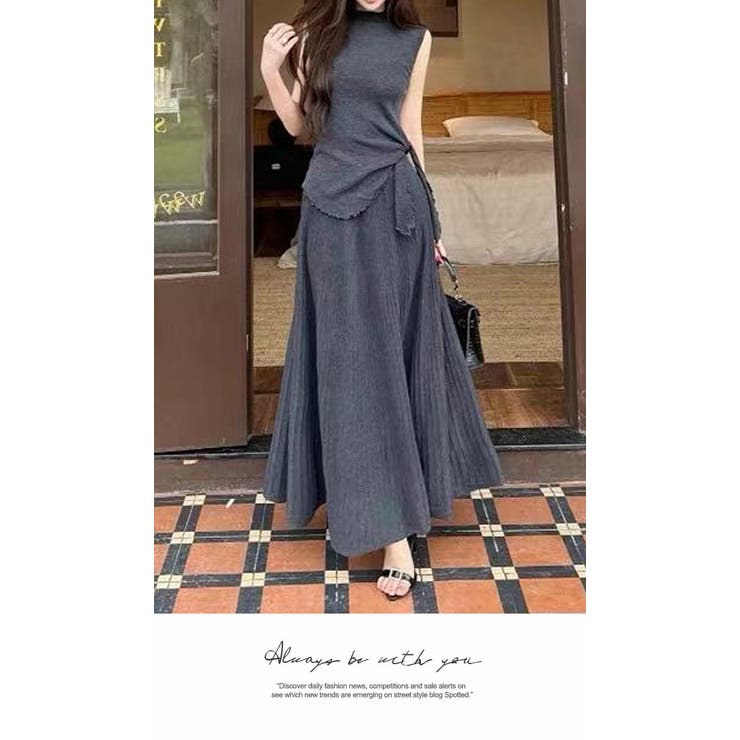 レディース ロング シンプル セット カットソー 上下ニット おしゃれ 無地 | LATTE | 詳細画像3 