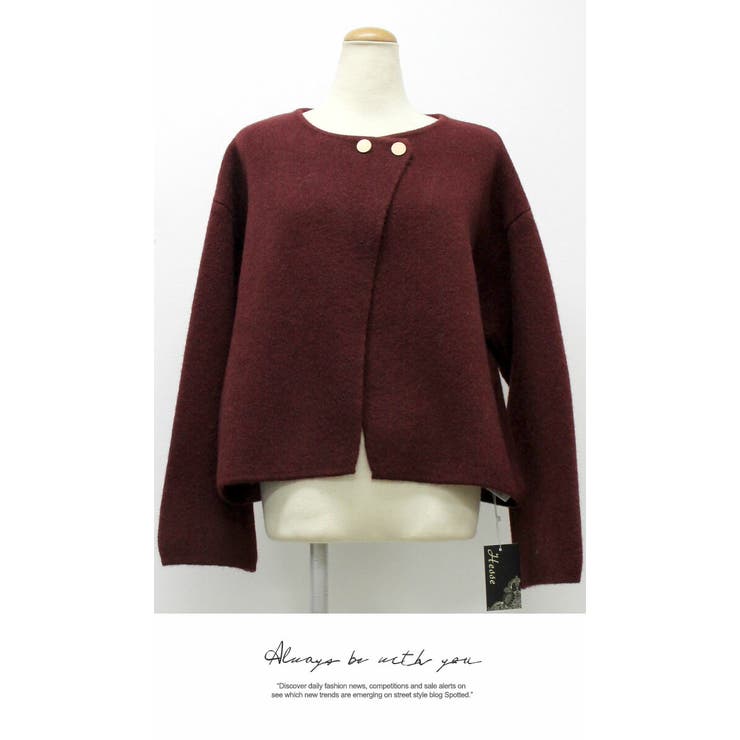 RED | アウター ジャケット カーディガン ニット エレガント 秋冬  ボタン付き | LATTE