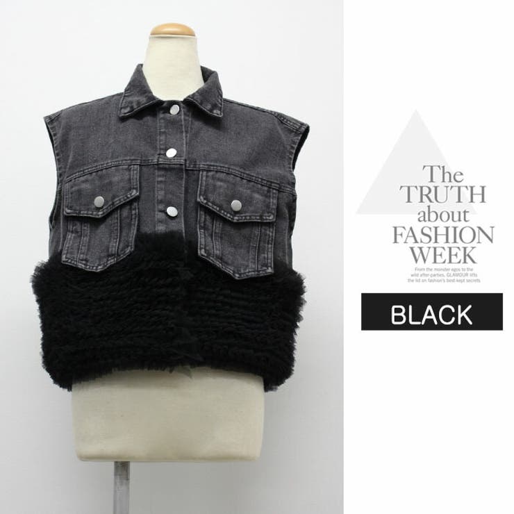 アウター ジャケット ベスト ジレ シンプル 袖なし デニム ショート | LATTE | 詳細画像11 