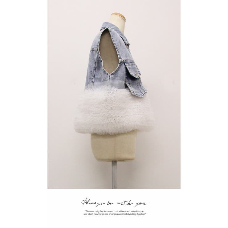 アウター ジャケット ベスト ジレ シンプル 袖なし デニム ショート | LATTE | 詳細画像3 