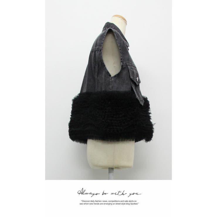 アウター ジャケット ベスト ジレ シンプル 袖なし デニム ショート | LATTE | 詳細画像6 