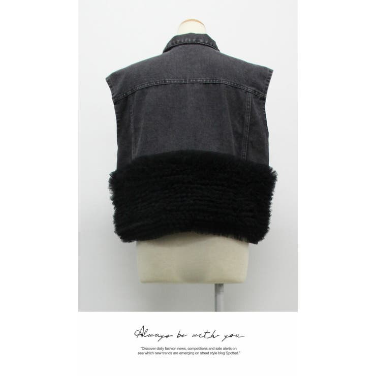 アウター ジャケット ベスト ジレ シンプル 袖なし デニム ショート | LATTE | 詳細画像7 