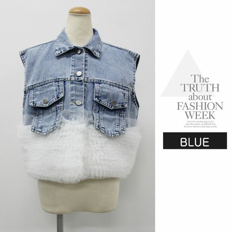 アウター ジャケット ベスト ジレ シンプル 袖なし デニム ショート | LATTE | 詳細画像10 