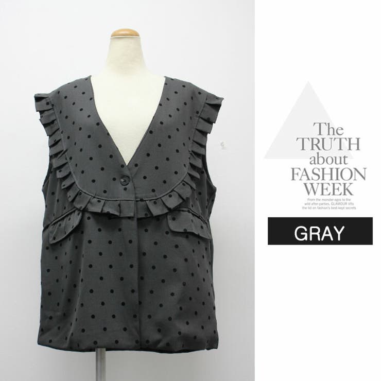 アウター ジャケット ベスト ジレ シンプル 袖なし ドット 暖かい | LATTE | 詳細画像2 