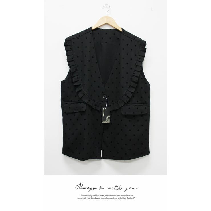 アウター ジャケット ベスト ジレ シンプル 袖なし ドット 暖かい | LATTE | 詳細画像11 