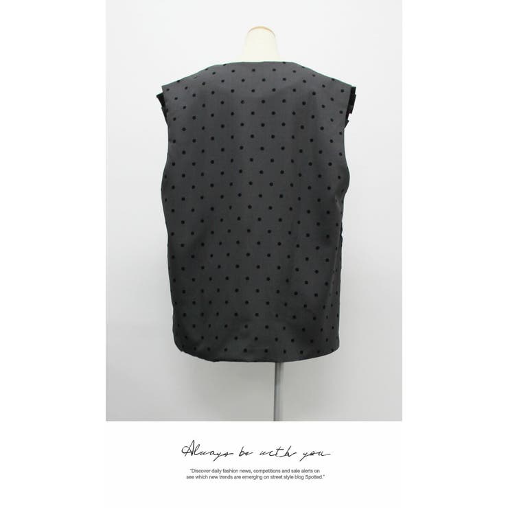 アウター ジャケット ベスト ジレ シンプル 袖なし ドット 暖かい | LATTE | 詳細画像6 