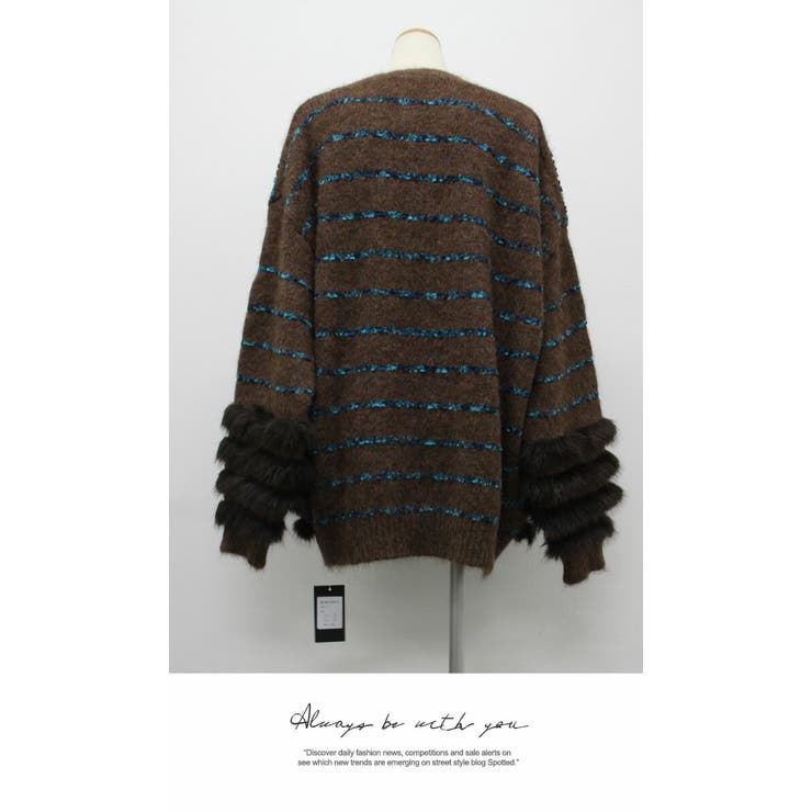 レディース ファー付きニットカーディガン | LATTE | 詳細画像12 