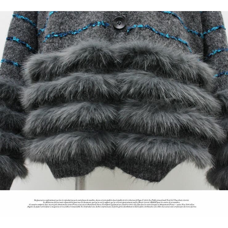 レディース ファー付きニットカーディガン | LATTE | 詳細画像9 