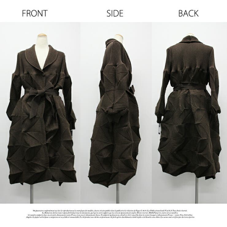 アウター ジャケット ロング丈 膝下 プリーツ 長袖 無地 コート | LATTE | 詳細画像10 