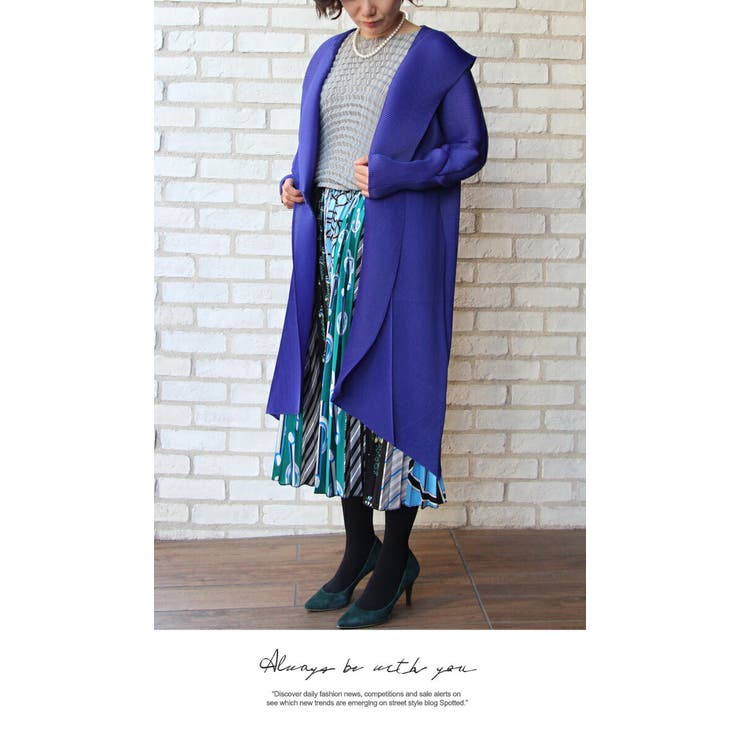 アウター ジャケット プリーツ ロング丈 膝下 羽織り高級 上品 長袖 | LATTE | 詳細画像2 