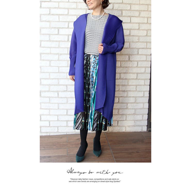 アウター ジャケット プリーツ ロング丈 膝下 羽織り高級 上品 長袖 | LATTE | 詳細画像3 