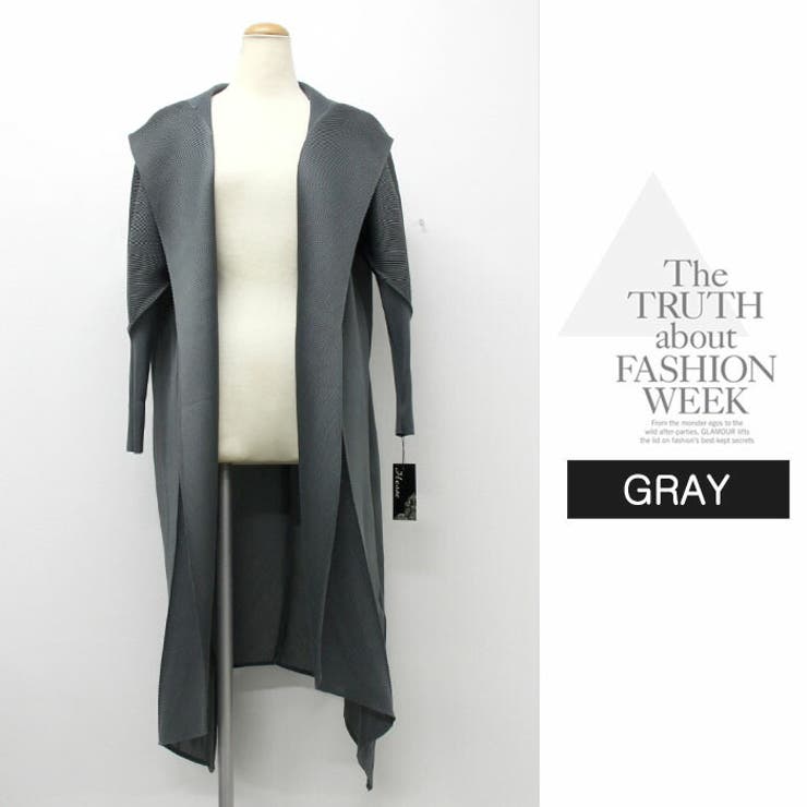 アウター ジャケット プリーツ ロング丈 膝下 羽織り高級 上品 長袖 | LATTE | 詳細画像9 