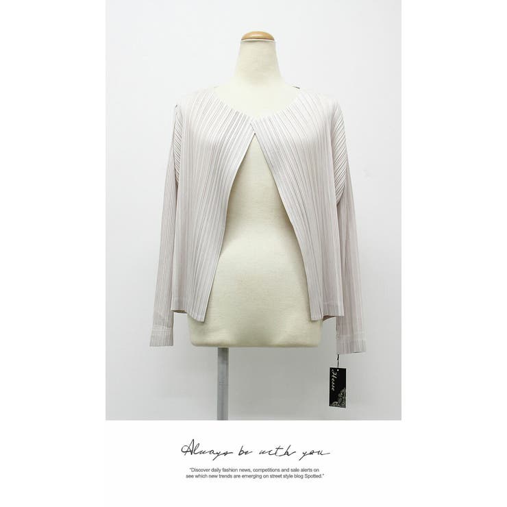 プリーツ カーディガン ボレロ 重ね着 プリーツ 高級 上品 おしゃれ 長袖 | LATTE | 詳細画像5 