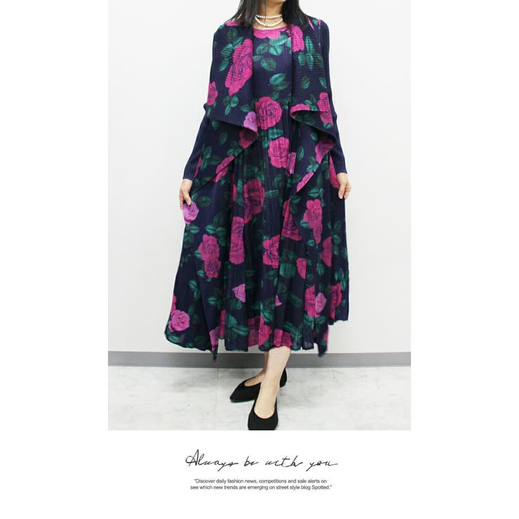 花柄プリント重ね着風プリーツワンピースAY25821-2 | LATTE | 詳細画像5 