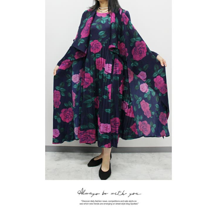 花柄プリント重ね着風プリーツワンピースAY25821-2 | LATTE | 詳細画像6 