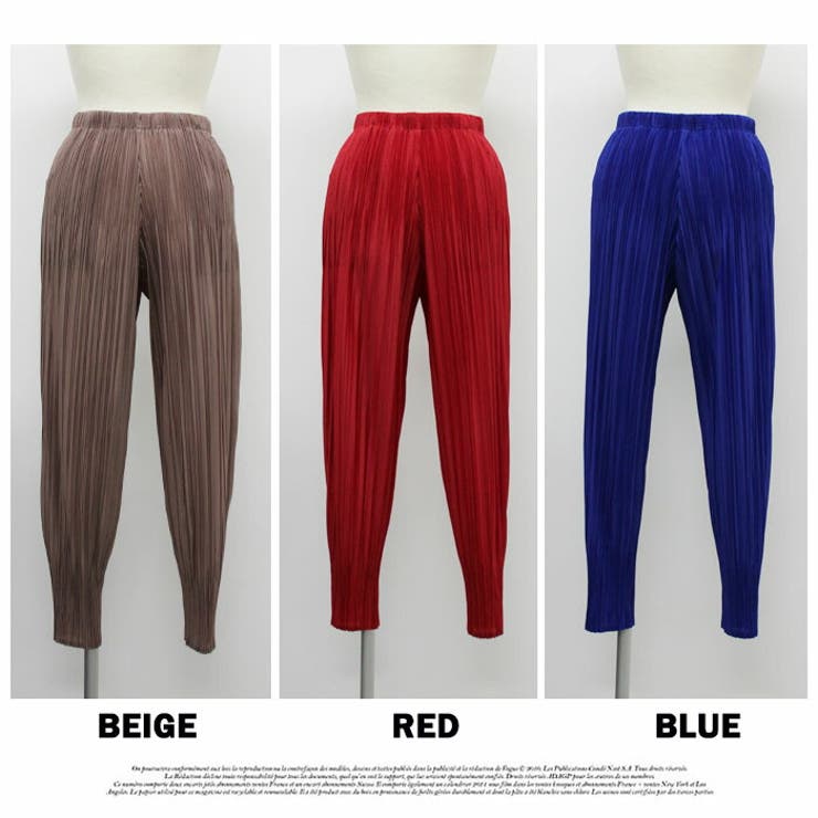 ワイドパンツ ロング 膝下 ひざ下 プリーツパンツ ゆったり ウエストゴム | LATTE | 詳細画像12 