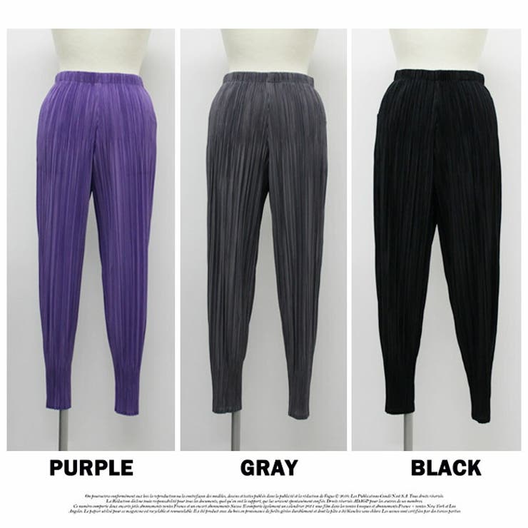 ワイドパンツ ロング 膝下 ひざ下 プリーツパンツ ゆったり ウエストゴム | LATTE | 詳細画像13 