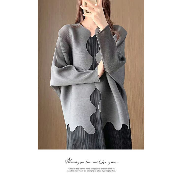 プリーツ カーディガン ボレロ  重ね着 長袖 ミセスファッション シンプル | LATTE | 詳細画像5 