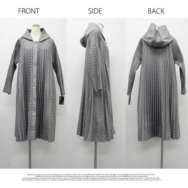 アウター ジャケット プリーツ 膝下 長袖 無地 フリーサイズ コート | LATTE | 詳細画像10 