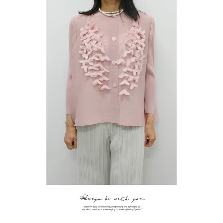 見ごろモチーフ付プリーツカーディガンssg260112 | LATTE | 詳細画像3 