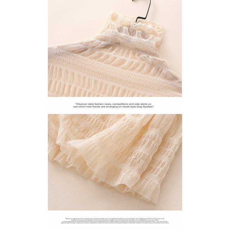 ハイネック トップス 肌隠し レース 透け感 インナー 無地 長袖 シースルー | LATTE | 詳細画像5 