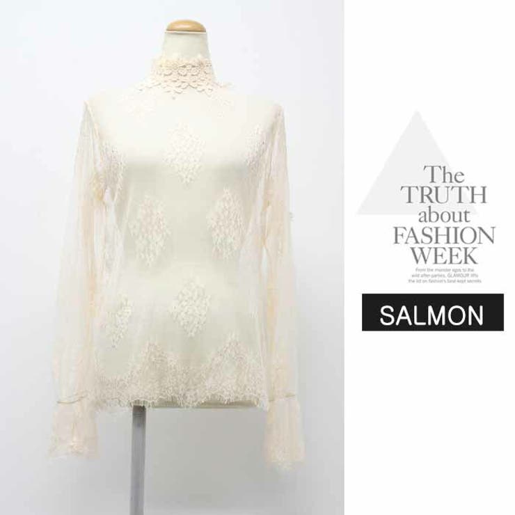 ハイネック カットソー 肌隠し レース 透け感 インナー 長袖 シースルー | LATTE | 詳細画像11 