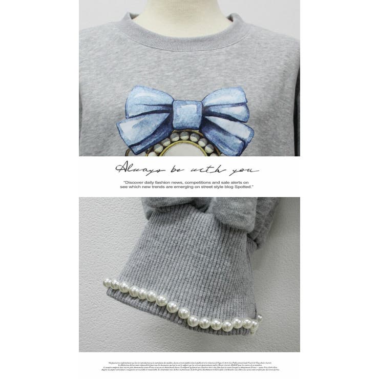 長袖 ナチュラル リボン プリント Tシャツ 長袖 秋冬スタンダード | LATTE | 詳細画像11 