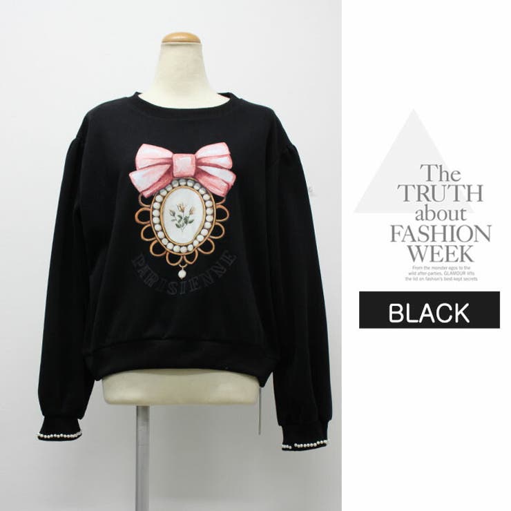 長袖 ナチュラル リボン プリント Tシャツ 長袖 秋冬スタンダード | LATTE | 詳細画像13 