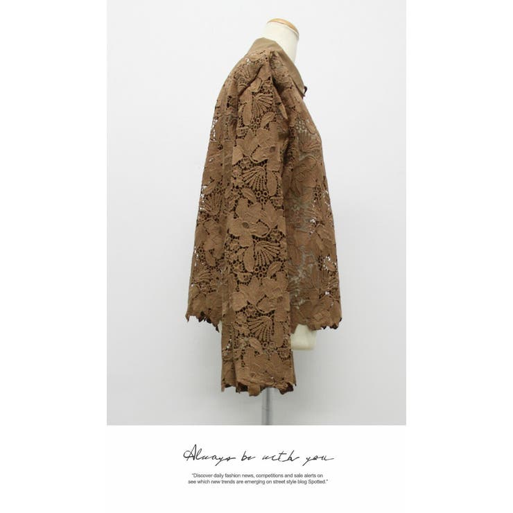 ブラウス Tシャツ 長袖 オシャレ スタンダード レース 長袖 レース | LATTE | 詳細画像4 