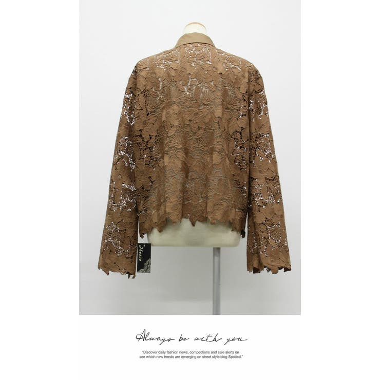 ブラウス Tシャツ 長袖 オシャレ スタンダード レース 長袖 レース | LATTE | 詳細画像5 