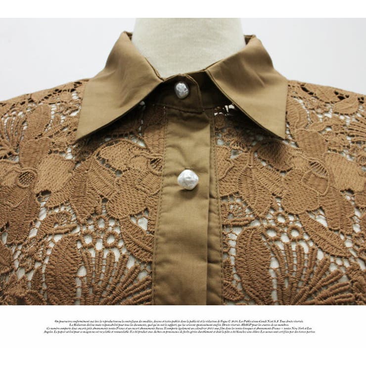 ブラウス Tシャツ 長袖 オシャレ スタンダード レース 長袖 レース | LATTE | 詳細画像7 