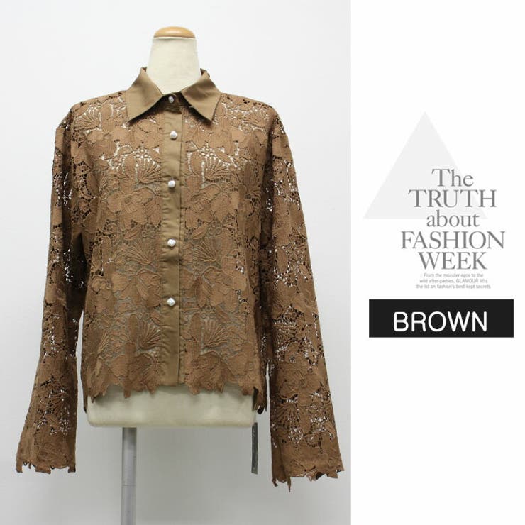 ブラウス Tシャツ 長袖 オシャレ スタンダード レース 長袖 レース | LATTE | 詳細画像10 