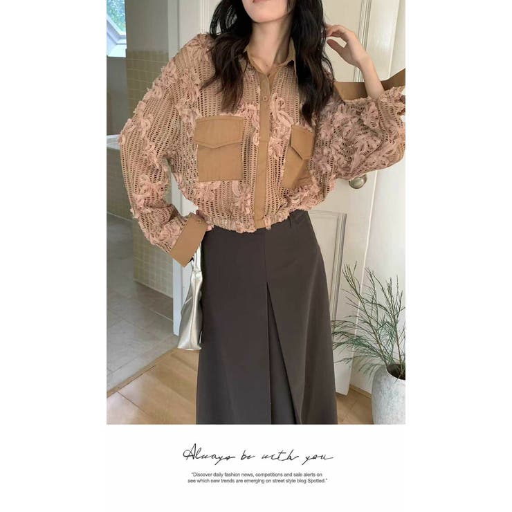 刺繍 Tシャツ トップス レーディス 長袖 ロング シャツ 秋 レース | LATTE | 詳細画像2 