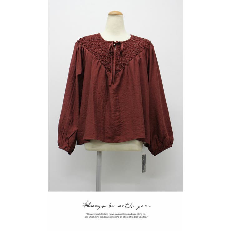 刺繍ブラウス 長袖 カジュアル 上品 ナチュラルTシャツ 長袖  カジュアル | LATTE | 詳細画像4 