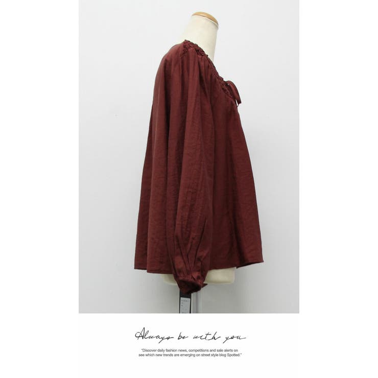 刺繍ブラウス 長袖 カジュアル 上品 ナチュラルTシャツ 長袖  カジュアル | LATTE | 詳細画像5 