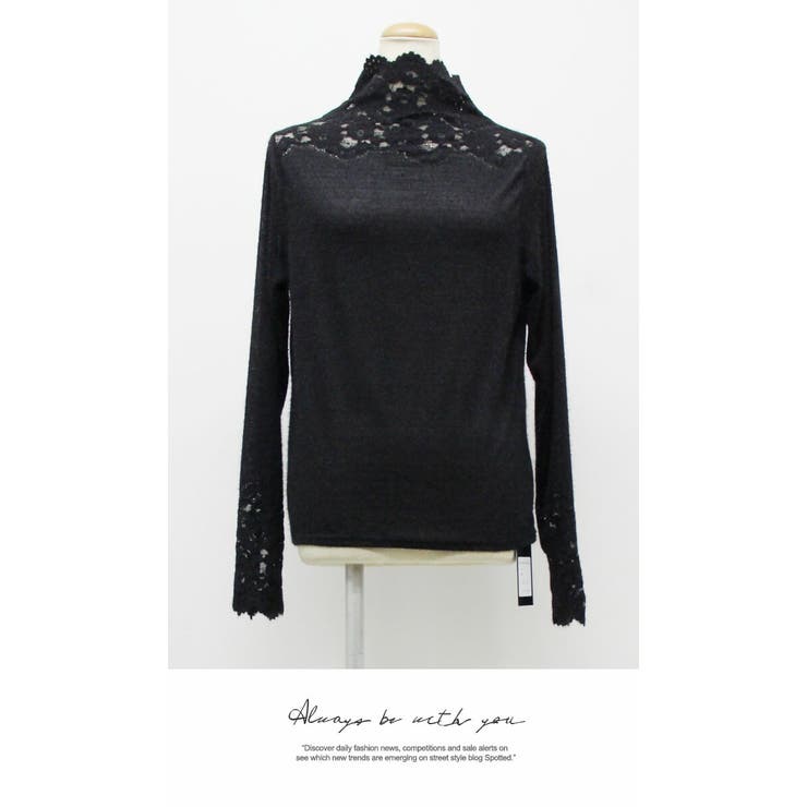 ハイネック トップス トップス レース お花 インナー 無地 長袖 | LATTE | 詳細画像6 