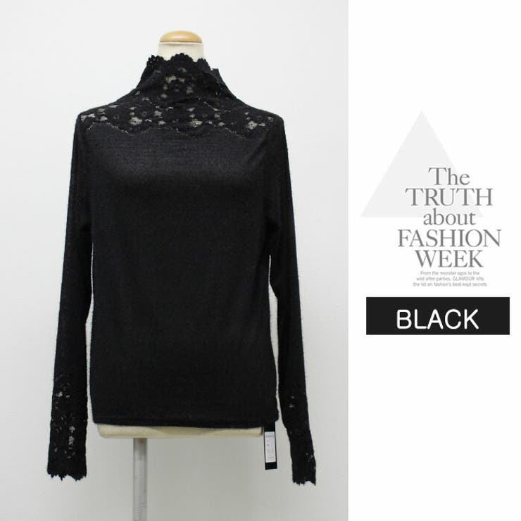 ハイネック トップス トップス レース お花 インナー 無地 長袖 | LATTE | 詳細画像10 