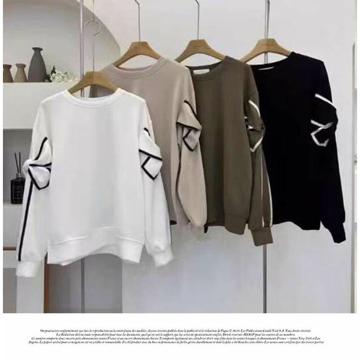 長袖 カジュアル Tシャツ 秋冬  オシャレ そでリボン | LATTE | 詳細画像2 