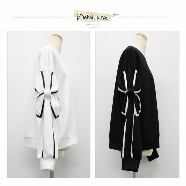 長袖 カジュアル Tシャツ 秋冬  オシャレ そでリボン | LATTE | 詳細画像8 