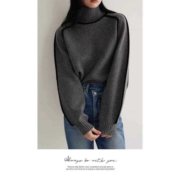 トップス レディース  ニット無地 長袖 女性 大人 かわいい シンプル | LATTE | 詳細画像5 