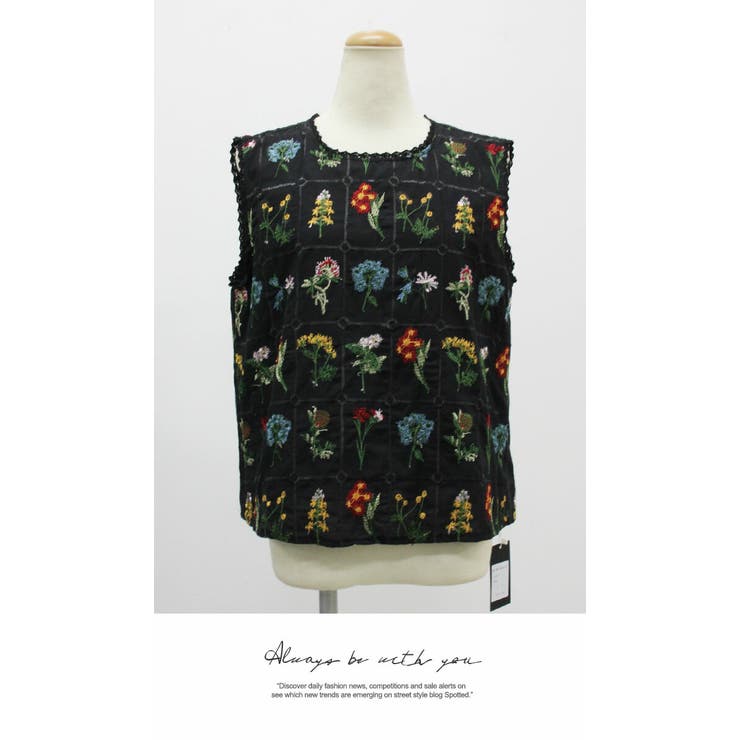 トップス ベスト ノースリーブ 無地 涼しい 袖なし 刺繍 ブラウス | LATTE | 詳細画像8 