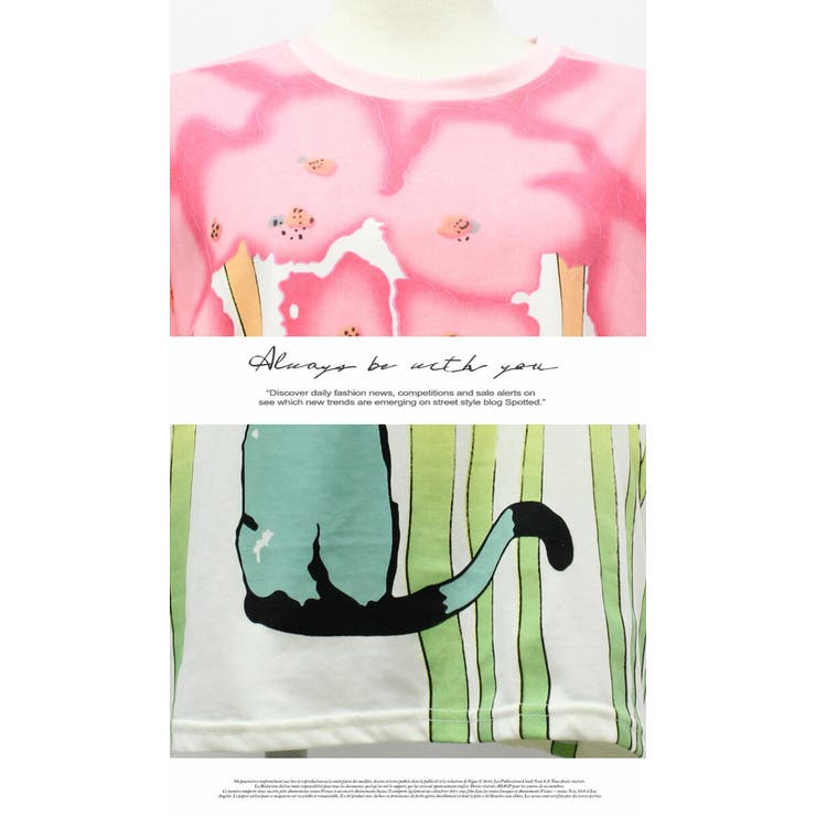 プリント スタンダード トップス レース プルオーバー 半袖 配色 デート | LATTE | 詳細画像5 