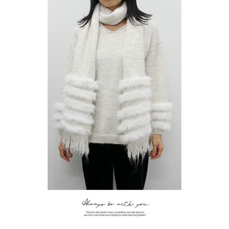 もこもこファーマフラー付きニットトップス | LATTE | 詳細画像5 