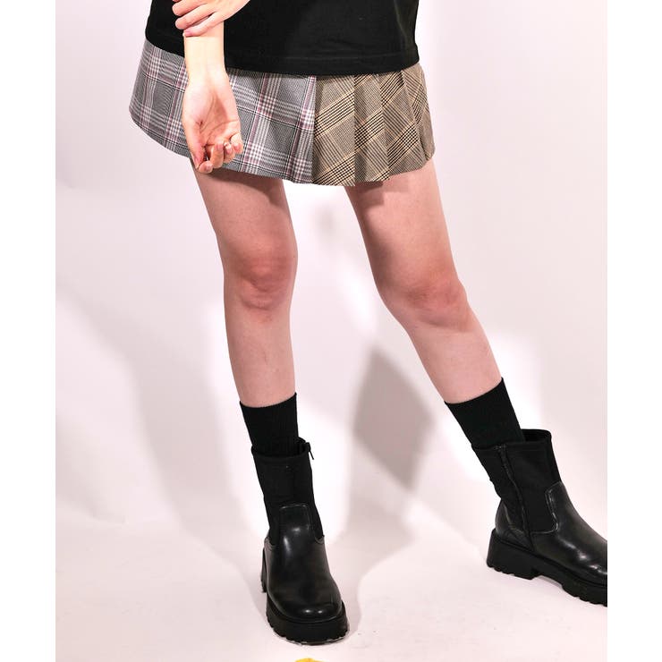 latteto チェック切り替えミニスカート | lattelatte | 詳細画像2 