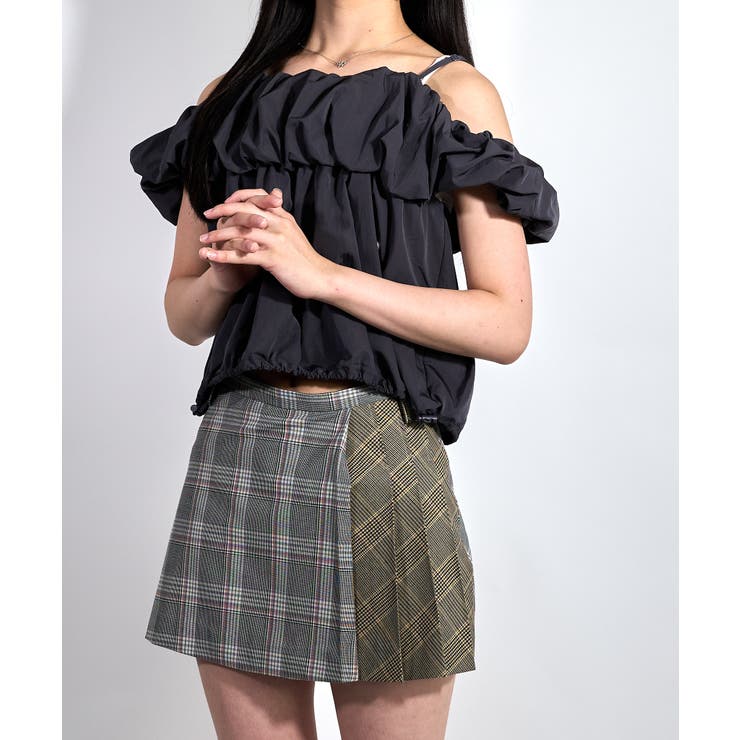 latteto チェック切り替えミニスカート | lattelatte | 詳細画像3 