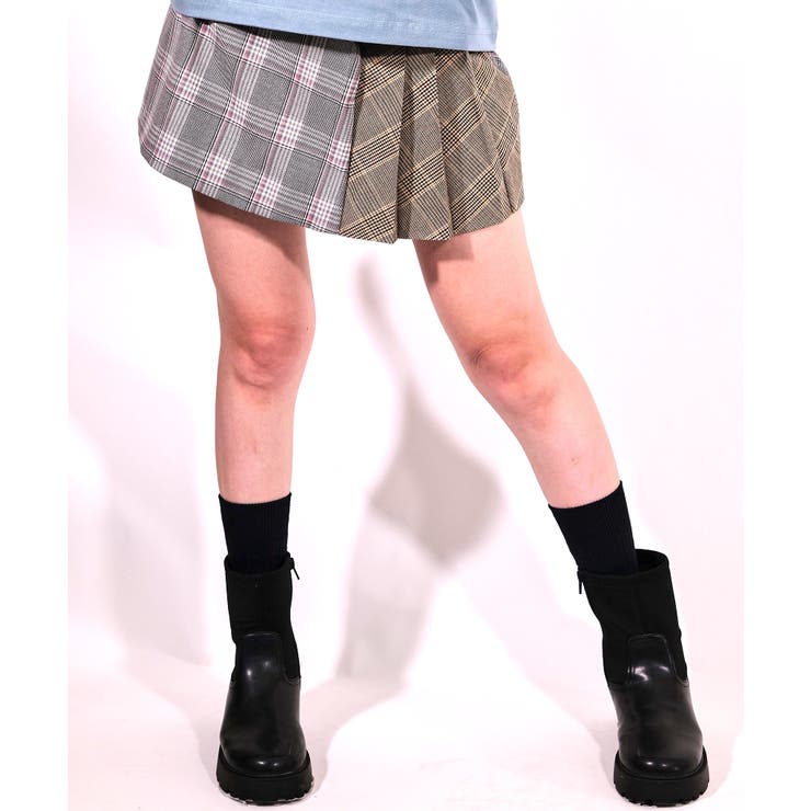 latteto チェック切り替えミニスカート | lattelatte | 詳細画像1 